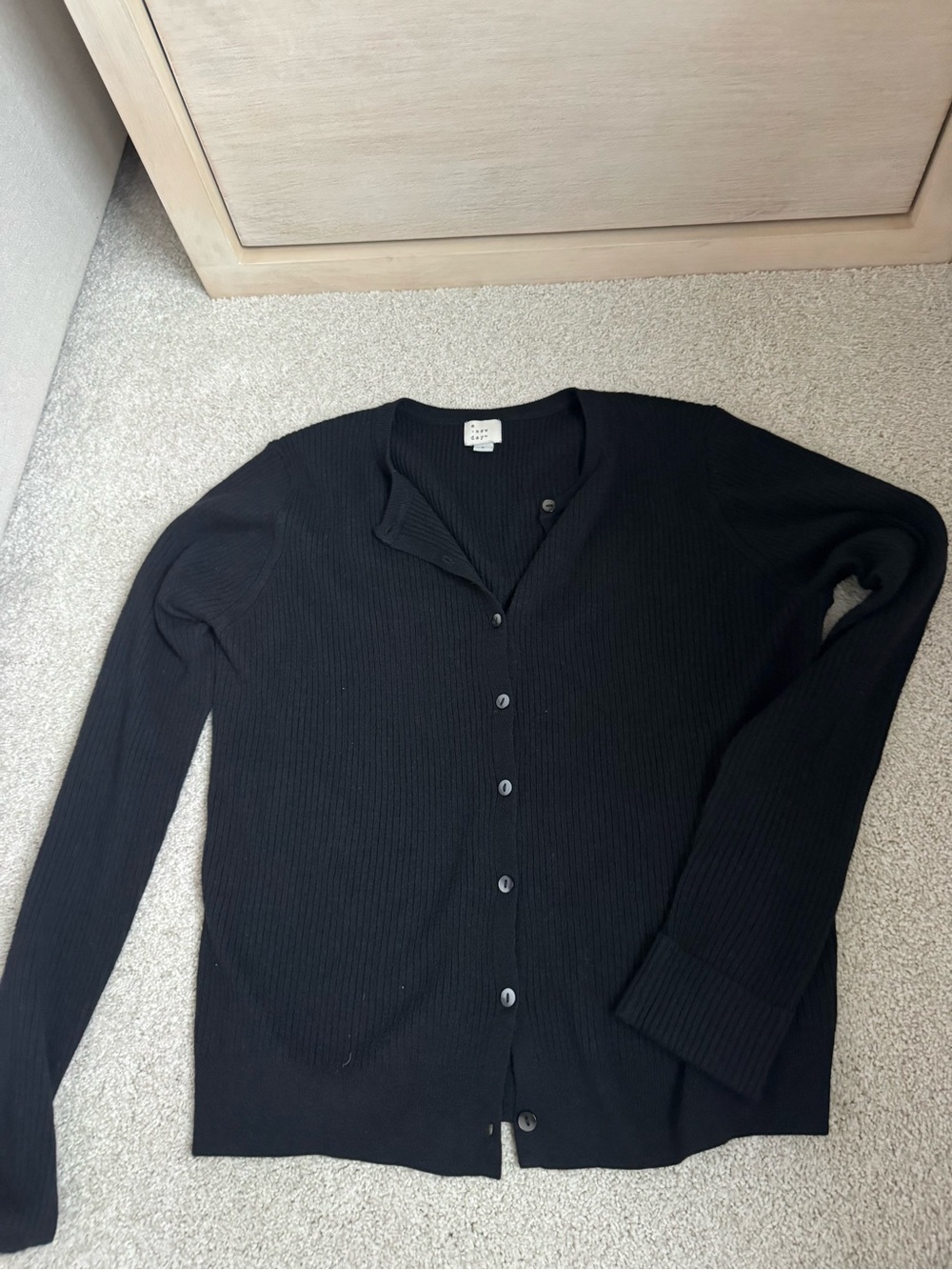 a new day Black Ribbed Button Cardigan